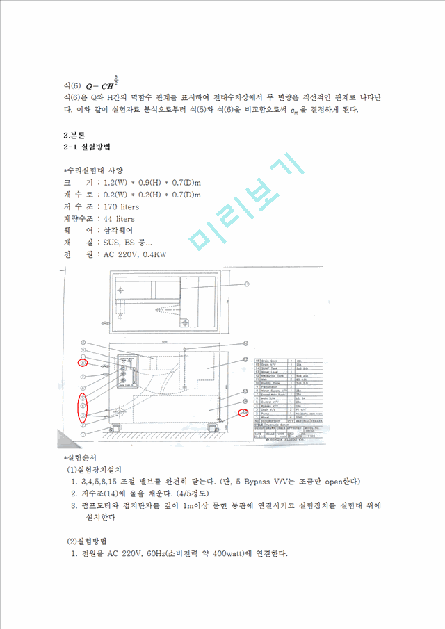 [자연과학] 유체역학 실험 - 위어 실험.hwp